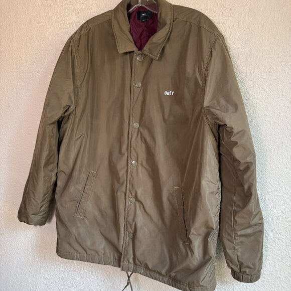 OBEY 🤘🏽Mens Windbreaker Jacket \\ Size Large // Army Green - Picture 2 of 15